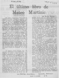 El último libro de Mateo Martinic