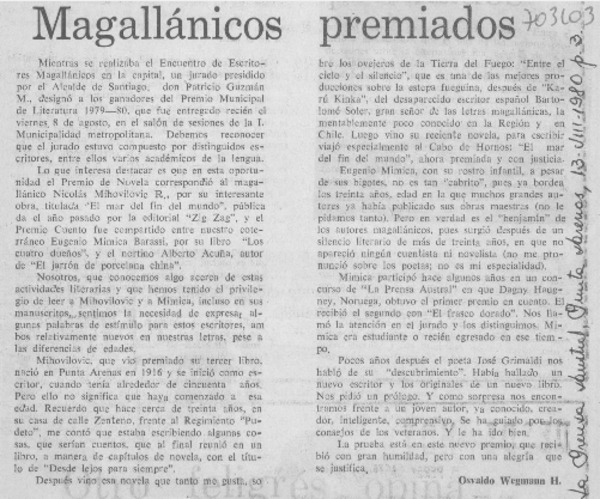 Magallánicos premiados