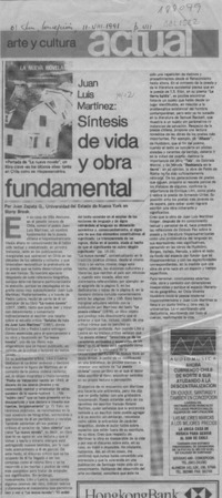 Juan Luis Martínez, síntesis de vida y obra fundamental  [artículo] Juan Zapata G.