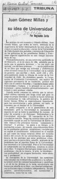 Juan Gómez Millas y su idea de Universidad  [artículo] Reginaldo Zurita.