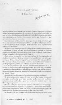 Discurso de agradecimiento de Darío Oses  [artículo].