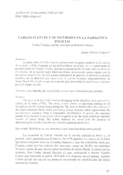 Carlos Fuentes y su incursión en la narrativa policial