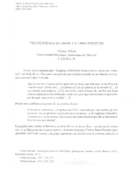 Veinte poemas de alo: un libro perfecto