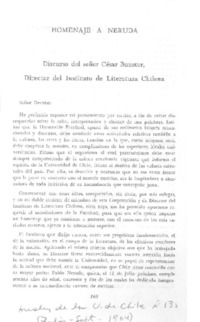 Homenaje a Neruda  [artículo] César Bunster.