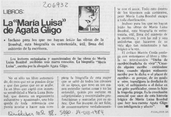 La María Luisa de Agata Gligo