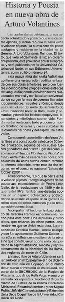 Historia y poesía en nueva obra de Arturo Volantines