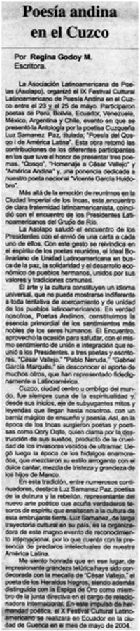 Poesía andina en el Cuzco