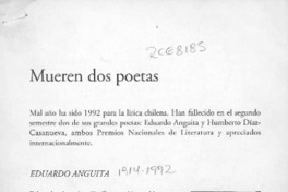 Mueren dos poetas  [artículo].
