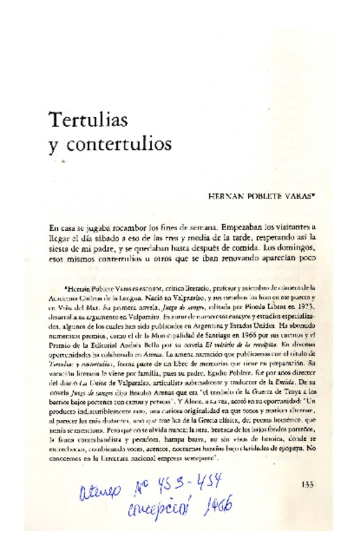 Tertulias y contertulios--  [artículo].