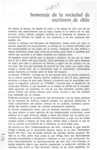 Homenaje de la sociedad de escritores de Chile