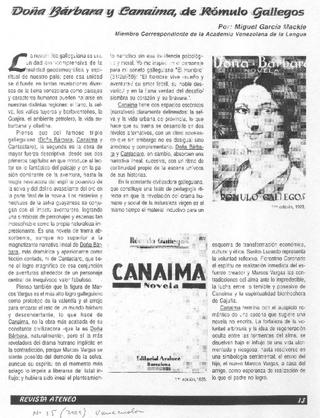 Doña Bárbara y Canaima, de Rómulo Gallegos