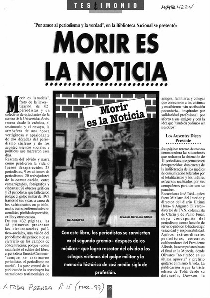 Morir es la noticia  [artículo].