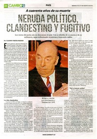 Neruda político, clandestino y fugitivo  [artículo] Claudio Pereda Madrid