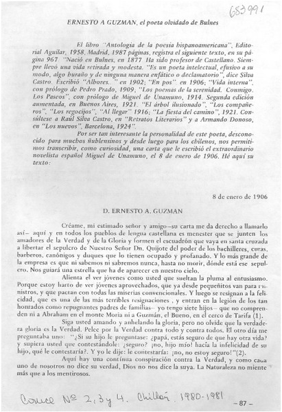Ernesto A. Guzmán, el poeta olvidado de Bulnes.