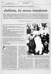Julieta, la moza insolente  [artículo] Clarice Strauss [y] Patricia Villanueva G.