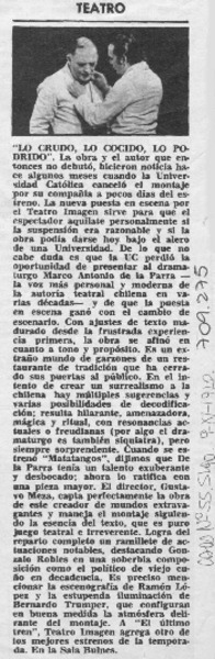 "Lo Crudo, lo cocido, lo podrido".