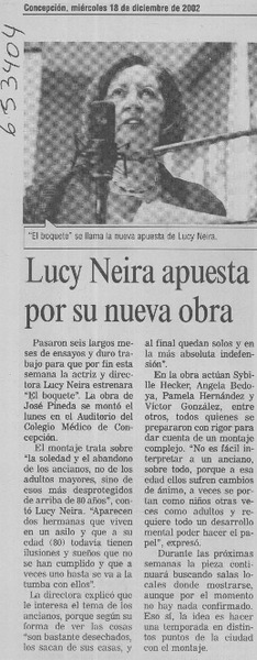 Lucy Neira apuesta por su nueva obra  [artículo]