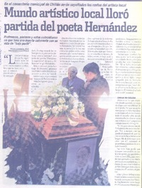 Mundo artítstico local lloró partida del poeta Hernández