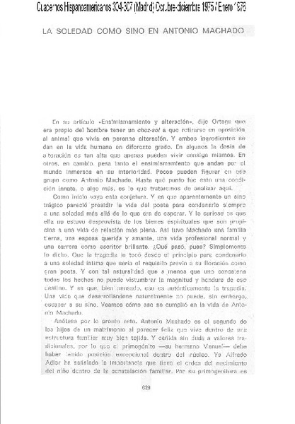La soledad como sino en Antonio Machado