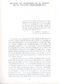 Octavio Paz sumergido en el meollo de la cultura iberoamericana  [artículo] Augusto Tamayo Vargas.