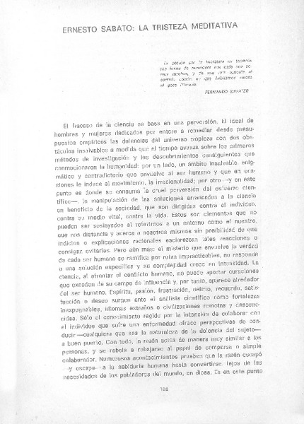 Ernesto Sábato: la tristeza meditativa