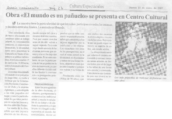 Obra (El mundo es un pañuelo) se presenta en Centro Cultural