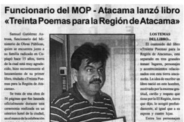 Funcionario del MOP-Atacama lanzó libro "Treinta poemas para la Región de Atacama".
