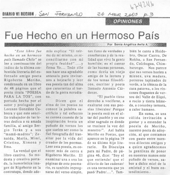 Fué hecho en un hermoso país