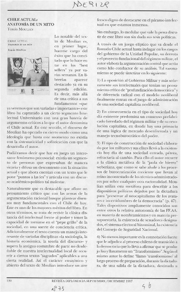 Chile actual, anatomía de un mito  [artículo] Paulo Hidalgo.