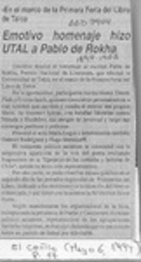 Emotivo homenaje hizo UTAL a Pablo de Rokha  [artículo].
