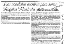 Los Novelistas escriben para soñar, Angeles Mastretta  [artículo].