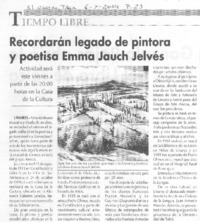 REcordarán legado de pintora y poetisa Emma Jauch Jélves