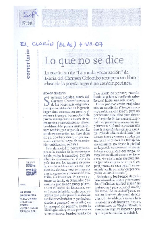 Lo que no se dice  [artículo] Leonor Silvestri.
