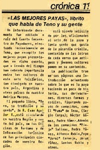 "Las mejores payas", librito que habla de Teno y su gente  [artículo].