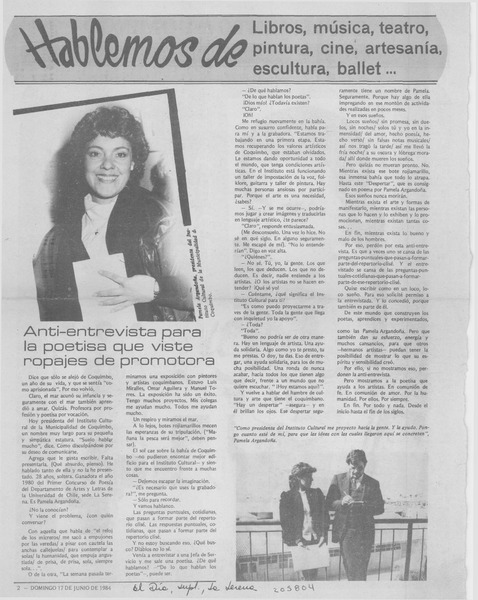 Anti-entrevista para la poetisa que viste ropajes de promotora