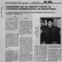 Creadores de la región viajan al congreso internacional de escritores  [artículo].