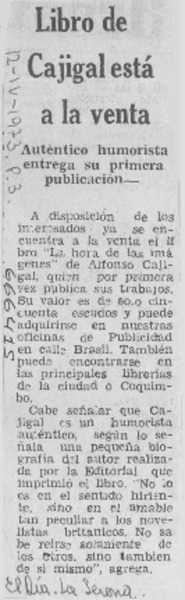 Libro de Cajigal está a la venta.