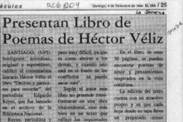 Presentan libro de poemas de Héctor Véliz  [artículo].