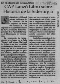 CAP lanzó libro sobre historia de la siderurgia  [artículo].