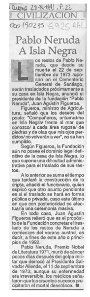 Pablo Neruda a Isla Negra  [artículo].