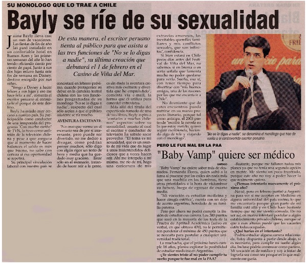 Bayly se ríe de su sexualidad