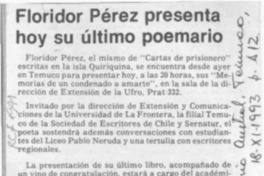 Floridor Pérez presenta hoy su último poemario  [artículo].