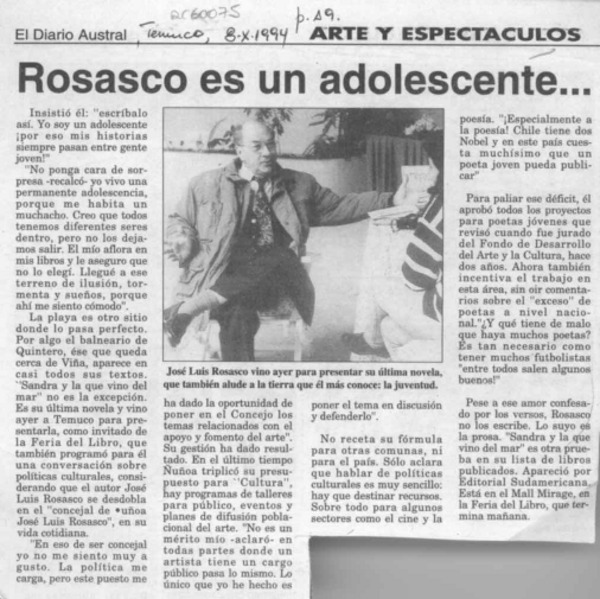 Rosasco es un adolescente