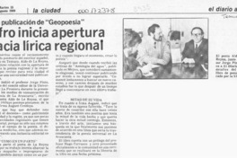 Ufro inicia apertura hacia lírica regional