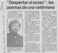 "Despertar al ocaso", los poemas de una valdiviana