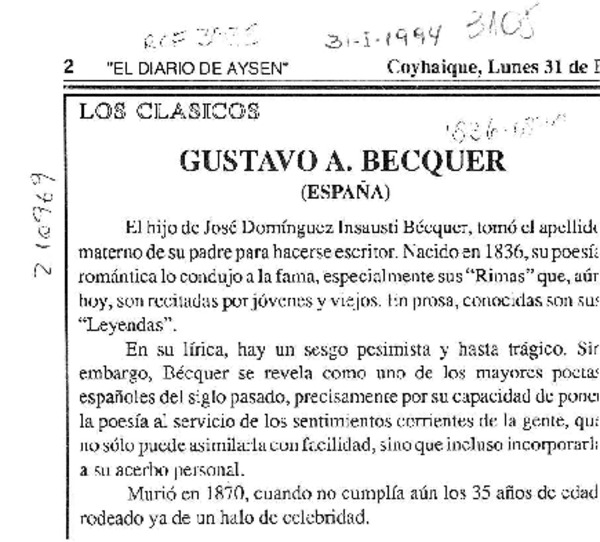 Gustavo A. Bécquer  [artículo].