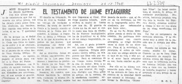 El testamento de Eyzaguirre