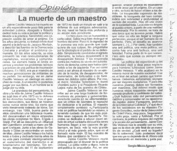 La muerte de un maestro