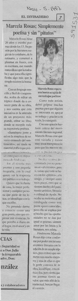 Marcela Rosas, simplemente poetisa y sin "pitutos"  [artículo]