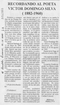 Recordando al poeta Victor Domingo Silva  [artículo]